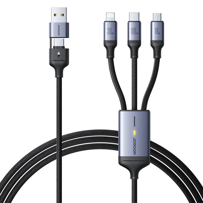 Καλώδιο Joyroom SA21-2T3 Braided USB to Lightning / Type-C / micro USB Cable 100W 1.5m Black