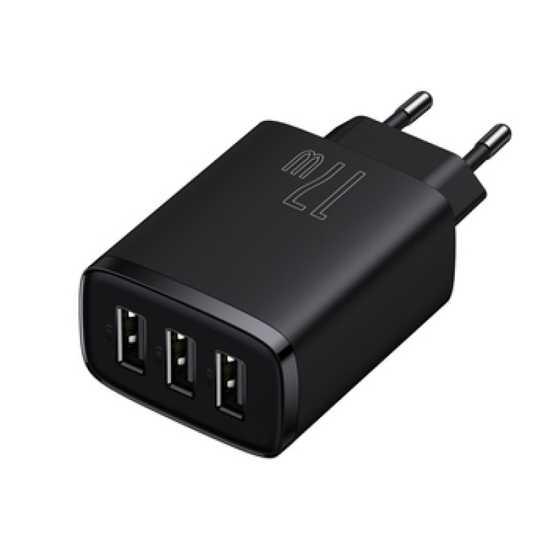 Φορτιστής Ταξιδιού Baseus Compact Wall Charger 3xUSB 17W Black (CCXJ020101)