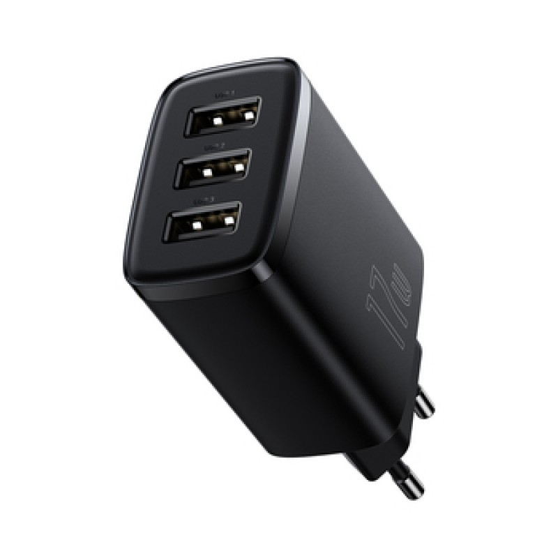 Φορτιστής Ταξιδιού Baseus Compact Wall Charger 3xUSB 17W Black (CCXJ020101)