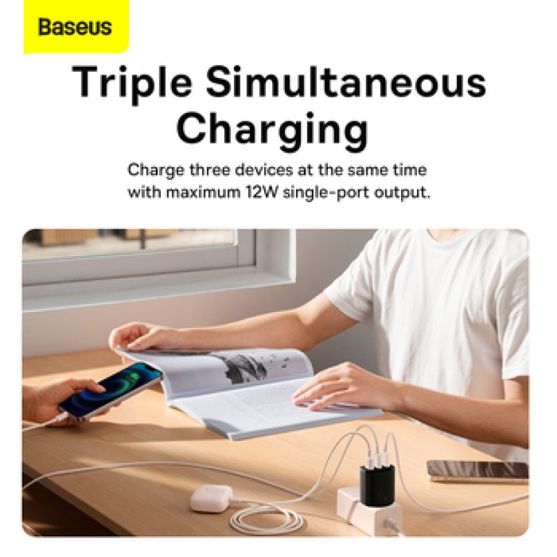 Φορτιστής Ταξιδιού Baseus Compact Wall Charger 3xUSB 17W Black (CCXJ020101)