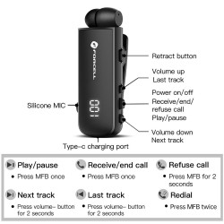Ακουστικό Bluetooth Forcell F-Audio Wireless Earphone Drive Earbud Black