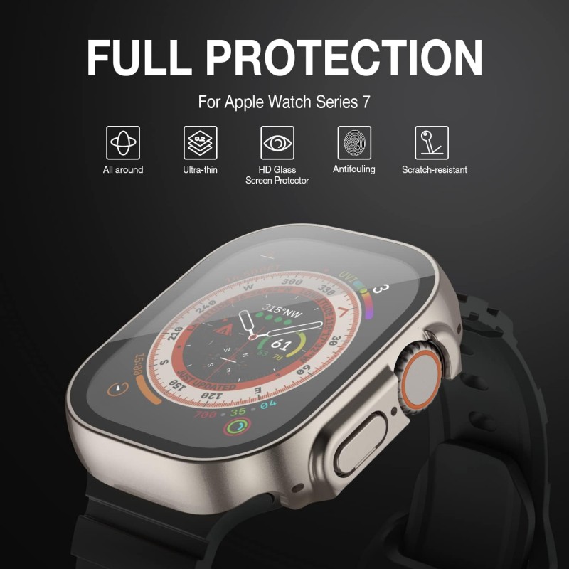 Θήκη PC Full Glass Screen Protector Apple Watch Ultra (49mm) Grey