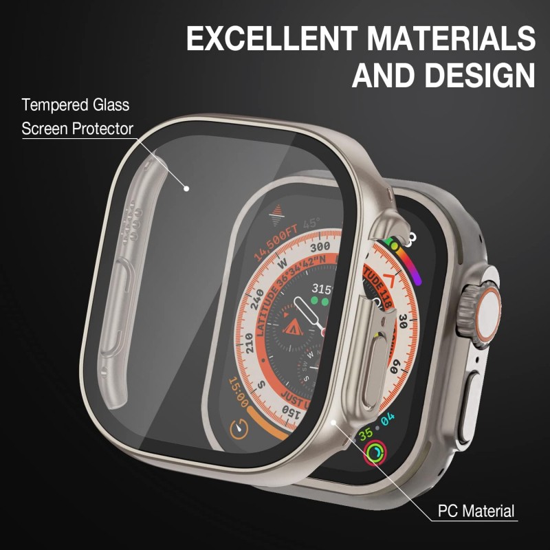 Θήκη PC Full Glass Screen Protector Apple Watch Ultra (49mm) Grey
