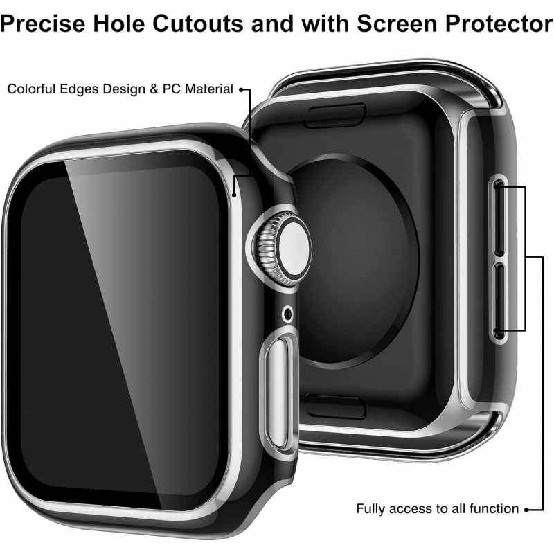 Θήκη PC Full Glass Screen Protector Apple Watch Ultra (49mm) Black / Silver