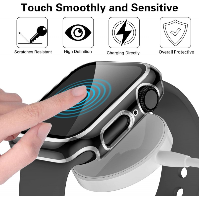 Θήκη PC Full Glass Screen Protector Apple Watch Ultra (49mm) Black / Silver
