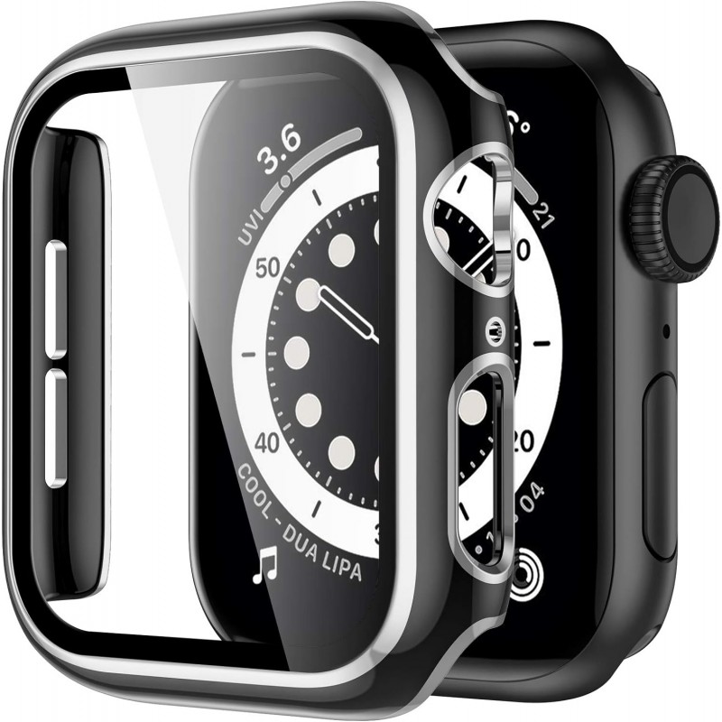 Θήκη PC Full Glass Screen Protector Apple Watch Ultra (49mm) Black / Silver