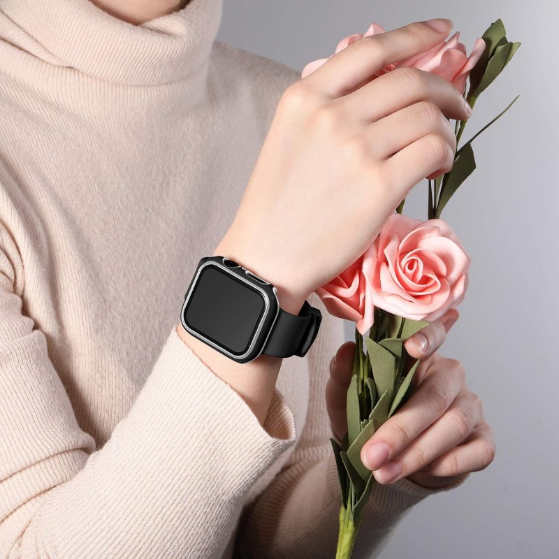 Θήκη PC Full Glass Screen Protector Apple Watch Ultra (49mm) Black / Silver
