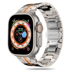 Ανταλλακτικό λουράκι QuickFit Stainless Steel Line Apple Watch 1/2/3/4/5/6/SE/7/8 (42/44/45/49mm)  Titanium/Orange