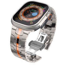Ανταλλακτικό λουράκι QuickFit Stainless Steel Line Apple Watch 1/2/3/4/5/6/SE/7/8 (42/44/45/49mm)  Titanium/Orange