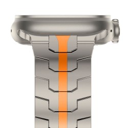 Ανταλλακτικό λουράκι QuickFit Stainless Steel Line Apple Watch 1/2/3/4/5/6/SE/7/8 (42/44/45/49mm)  Titanium/Orange