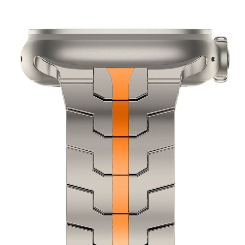 Ανταλλακτικό λουράκι QuickFit Stainless Steel Line Apple Watch 1/2/3/4/5/6/SE/7/8 (42/44/45/49mm)  Titanium/Orange