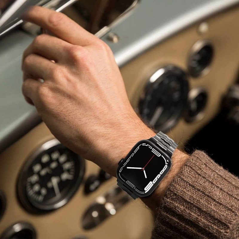 Ανταλλακτικό λουράκι QuickFit Stainless Steel Line Apple Watch 1/2/3/4/5/6/SE/7/8 (42/44/45/49mm)  Titanium/Orange