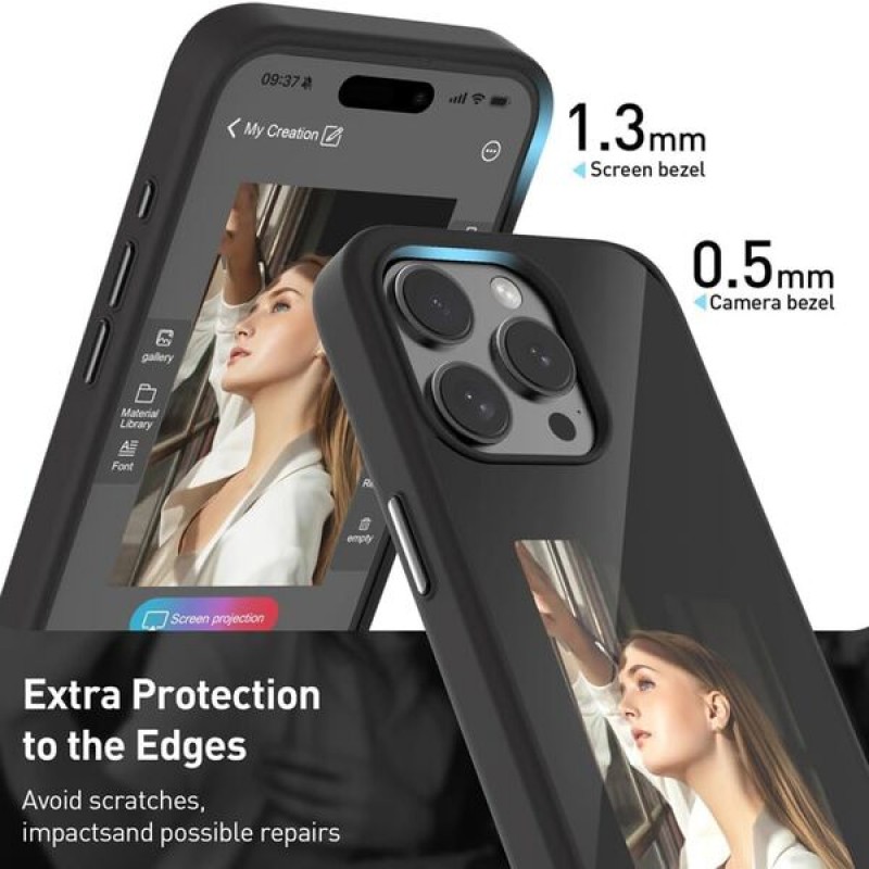 Θήκη NFC E-ink Screen DIY Phone Case Apple iPhone 15 Pro Max (6.7") Design 1 Black