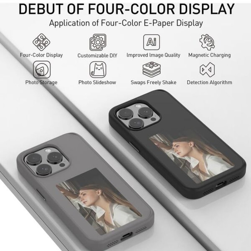 Θήκη NFC E-ink Screen DIY Phone Case Apple iPhone 15 Pro Max (6.7") Design 1 Black