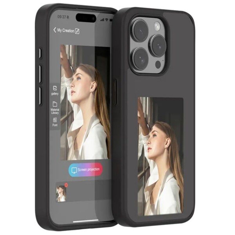 Θήκη NFC E-ink Screen DIY Phone Case Apple iPhone 15 Pro Max (6.7") Design 1 Black