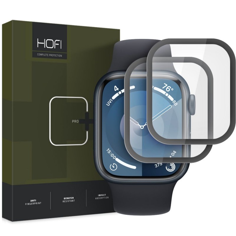 Προστατευτικό Τζάμι Hofi Hybrid Pro+ 2-Pack Apple Watch 7 / 8 / 9  (45mm) Black