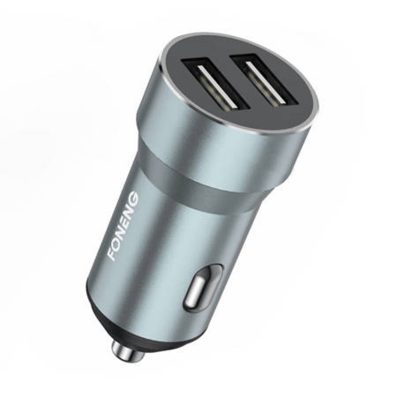 Φορτιστής Αυτοκινήτου Fonenng C08 Dual USB Car Charger 2.4A Grey