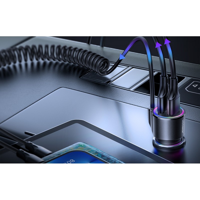 Φορτιστής Αυτοκινήτου Joyroom JR-CL25 Dual USB & Lightning Cable Car Charger 60W Black