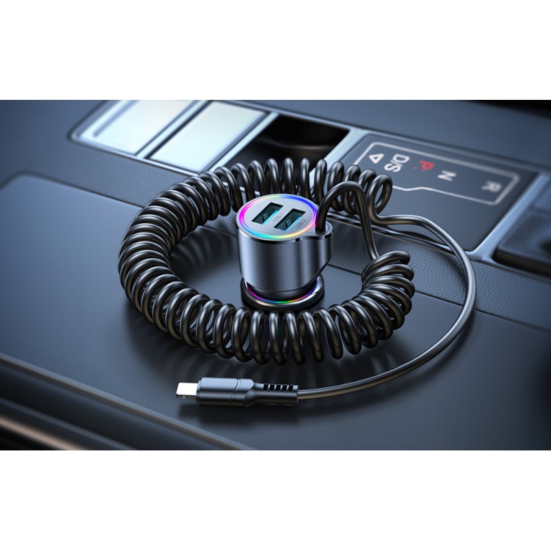 Φορτιστής Αυτοκινήτου Joyroom JR-CL25 Dual USB & Lightning Cable Car Charger 60W Black