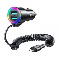 Φορτιστής Αυτοκινήτου Joyroom JR-CL25 Dual USB & Lightning Cable Car Charger 60W Black