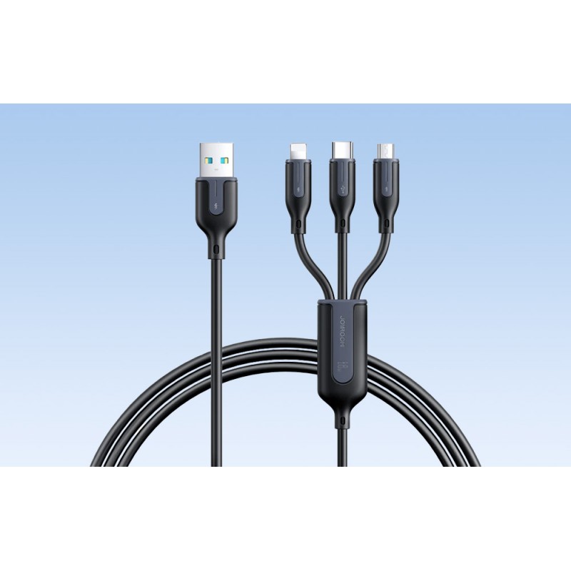 Καλώδιο Joyroom S-1T3066A15 USB to Lightning / Type-C / micro USB Multi-Use Cable 66W 1.2m Black Καλώδιο Joyroom S-1T3066A15 USB to Lightning / Type-C / micro USB Multi-Use Cable 66W 1.2m Black