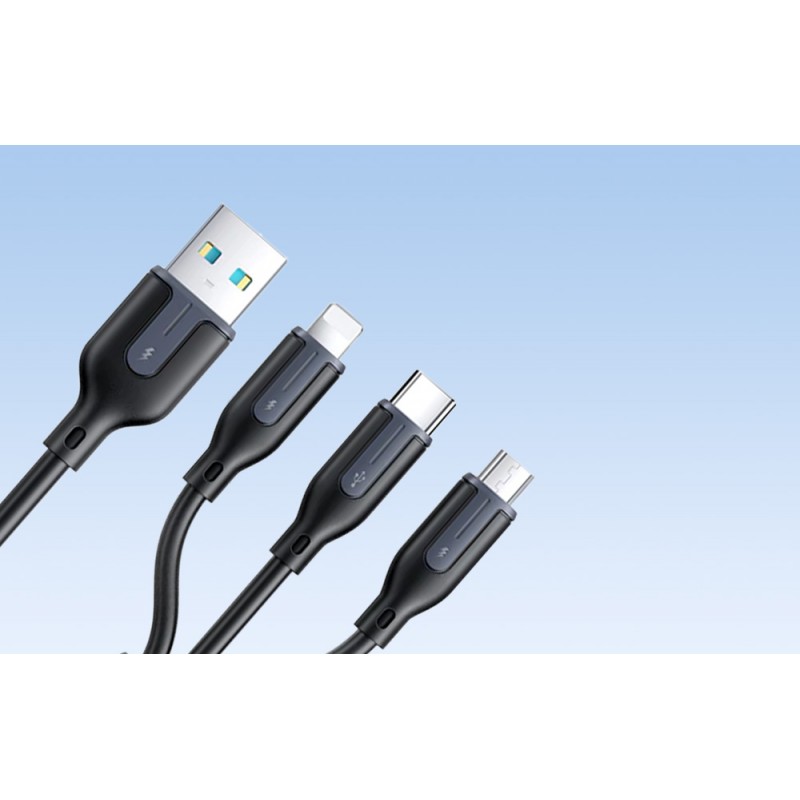 Καλώδιο Joyroom S-1T3066A15 USB to Lightning / Type-C / micro USB Multi-Use Cable 66W 1.2m Black Καλώδιο Joyroom S-1T3066A15 USB to Lightning / Type-C / micro USB Multi-Use Cable 66W 1.2m Black