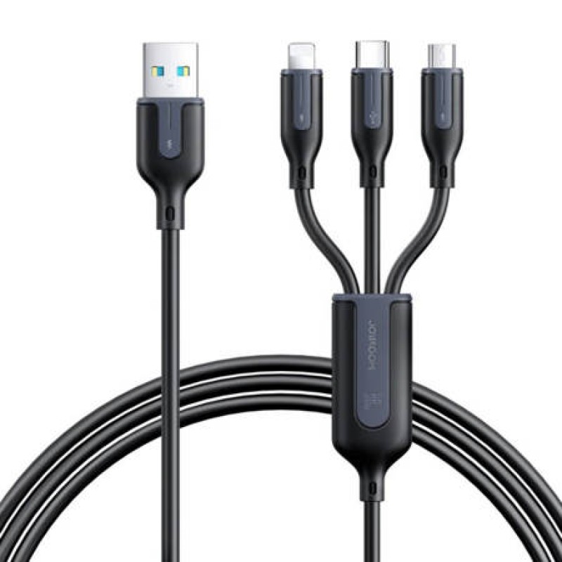 Καλώδιο Joyroom S-1T3066A15 USB to Lightning / Type-C / micro USB Multi-Use Cable 66W 1.2m Black Καλώδιο Joyroom S-1T3066A15 USB to Lightning / Type-C / micro USB Multi-Use Cable 66W 1.2m Black