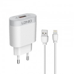 Φορτιστής Ταξιδιού Ldnio A303Q Adapter 18W & 1m Lightning Καλώδιο White