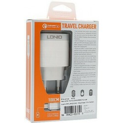 Φορτιστής Ταξιδιού Ldnio A303Q Adapter 18W & 1m Lightning Καλώδιο White