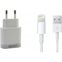 Φορτιστής Ταξιδιού Ldnio A303Q Adapter 18W & 1m Lightning Καλώδιο White