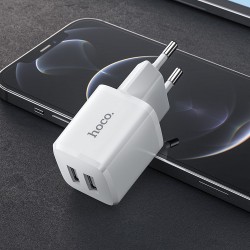 Φορτιστής Ταξιδιού Hoco N8 Briar 2xUSB-A White