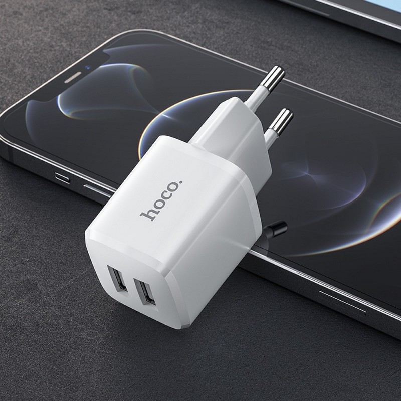 Φορτιστής Ταξιδιού Hoco N8 Briar 2xUSB-A White