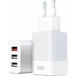Φορτιστής Ταξιδιού XO L65 2XUSB QC3.0 & Καλώδιο Lightning Fast Charger White