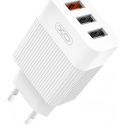 Φορτιστής Ταξιδιού XO L65 2XUSB QC3.0 & Καλώδιο Lightning Fast Charger White
