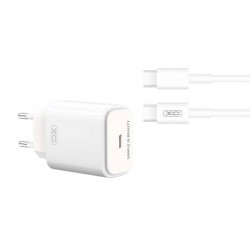 Φορτιστής Ταξιδιού XO L90B QC3.0 Type-C to Type-C  Cable 20W PD Fast Charger White
