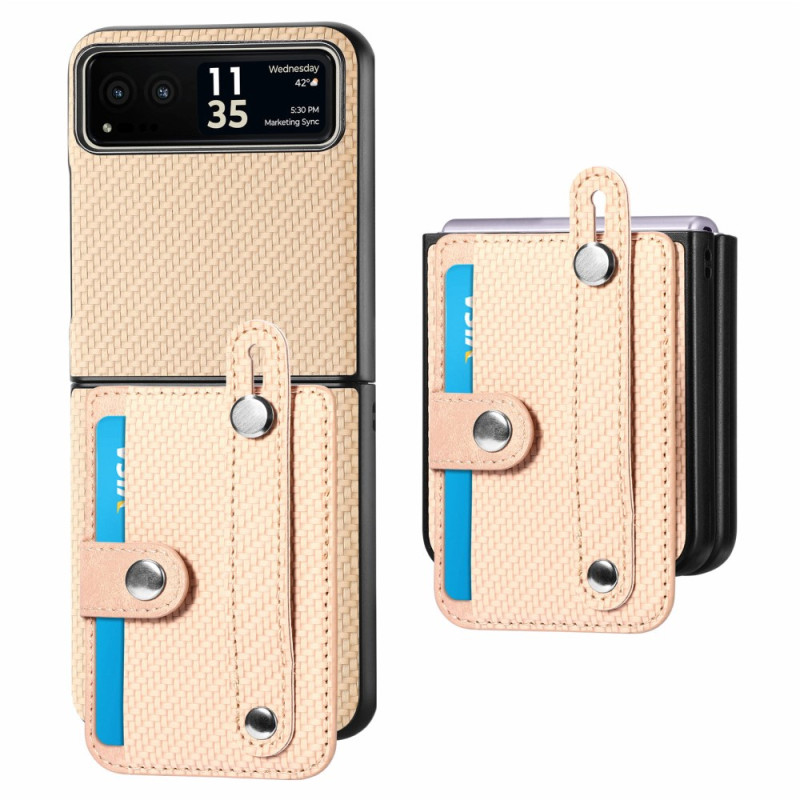 Θήκη Leather Card Holder Motorola Razr 50 Ultra Beige