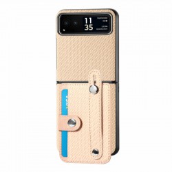 Θήκη Leather Card Holder Motorola Razr 50 Ultra Beige