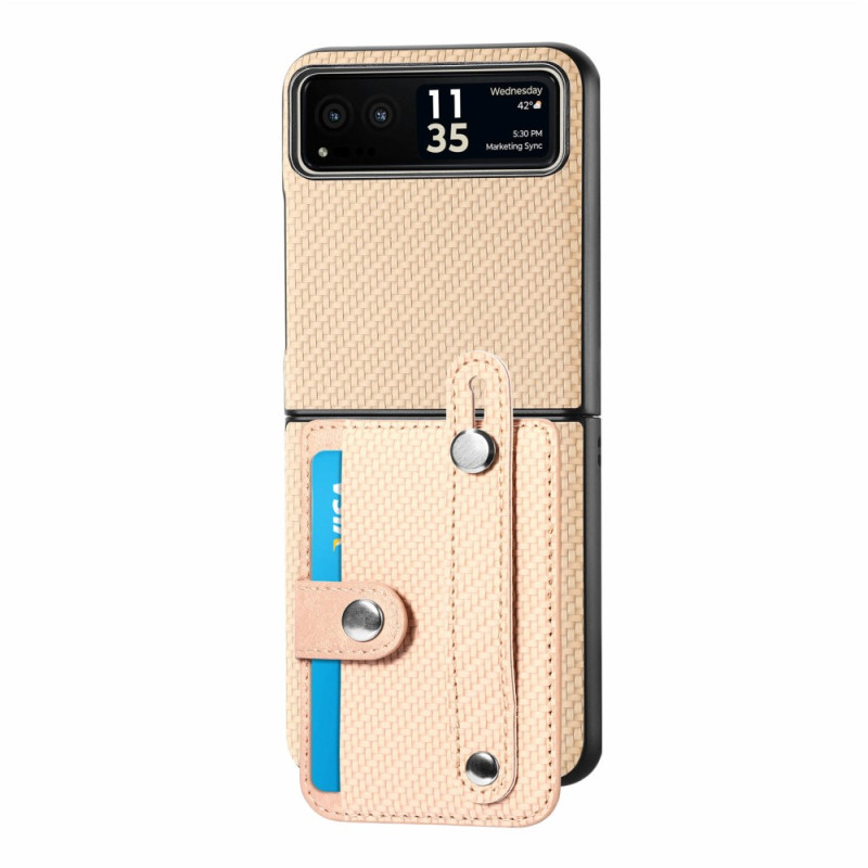 Θήκη Leather Card Holder Motorola Razr 50 Ultra Beige
