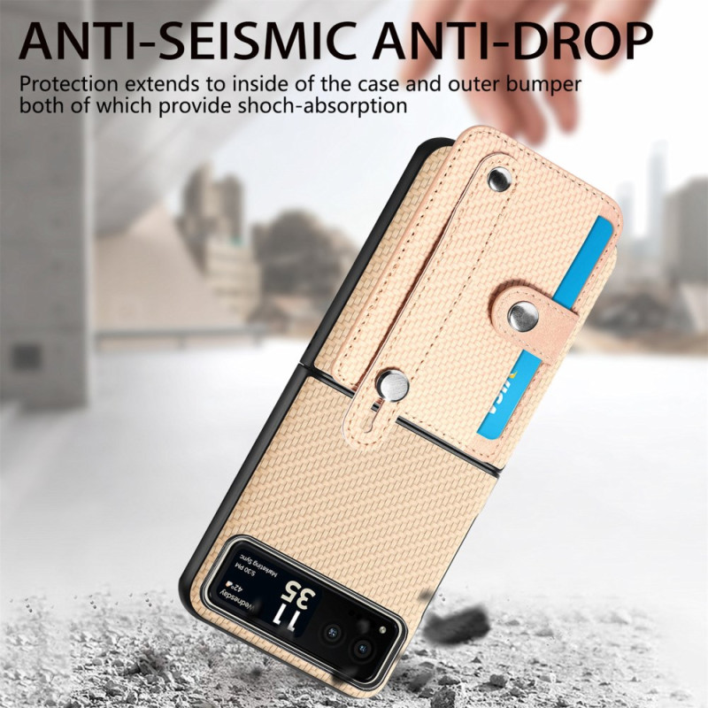 Θήκη Leather Card Holder Motorola Razr 50 Ultra Beige