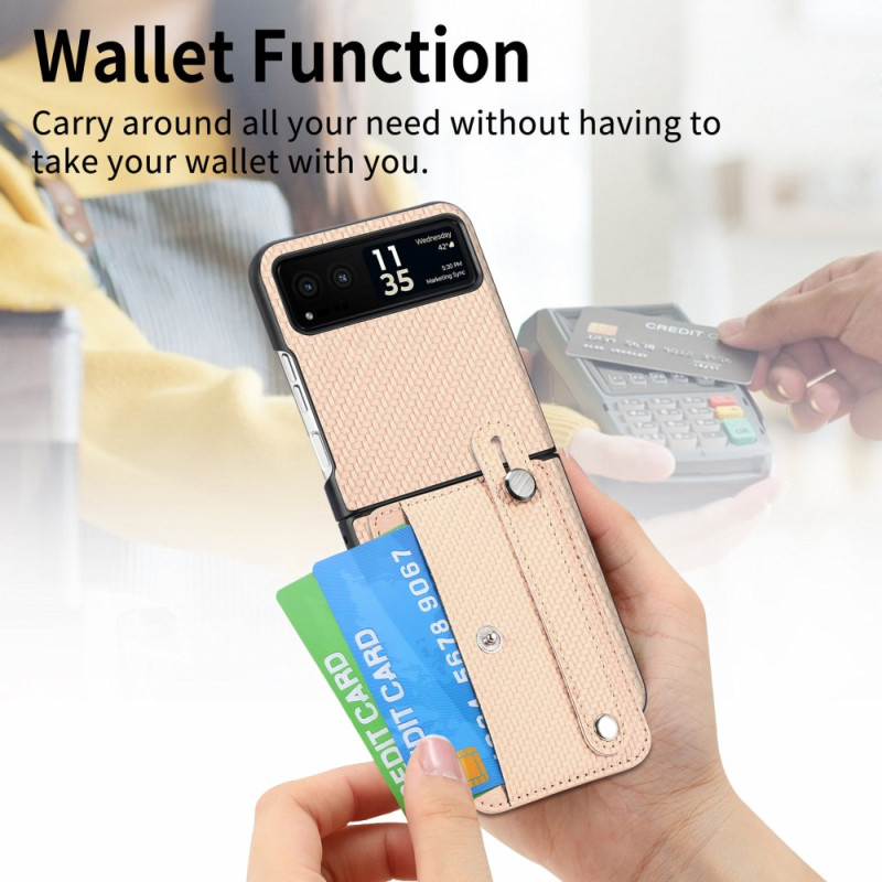 Θήκη Leather Card Holder Motorola Razr 50 Ultra Beige
