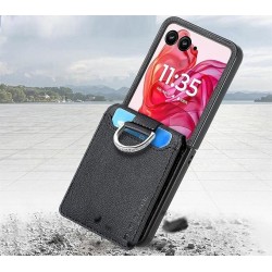Θήκη Leather Ring Wallet Motorola Razr 50 Ultra Black