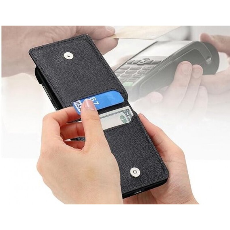 Θήκη Leather Ring Wallet Motorola Razr 50 Ultra Black