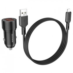 Φορτιστής Αυτοκινήτου Borofone Car Charger BZ19 2xUSB & USB To Lighning Cable 12W Black
