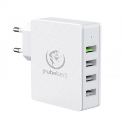 Φορτιστής Ταξιδιού Rebeltec Wall Charger H410 QC 3.0 4 Ports White