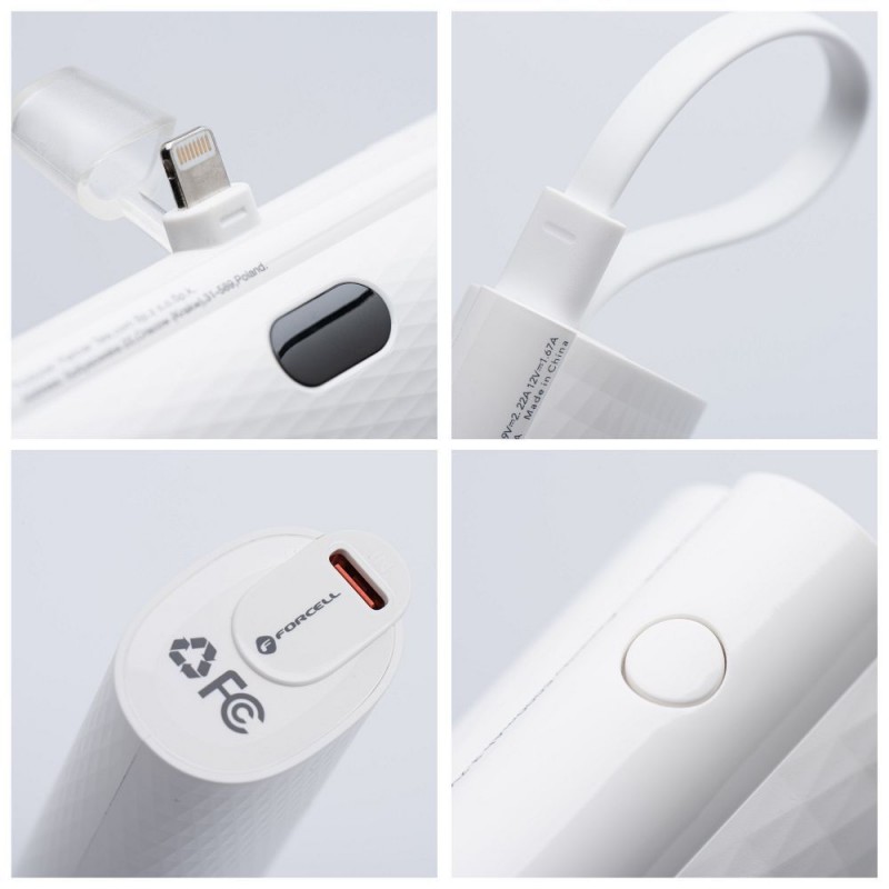 Εξωτερική Μπαταρία FORCELL F-ENERGY Power Plug F5K3 Powerbank Lightning 5000mAh 20W White