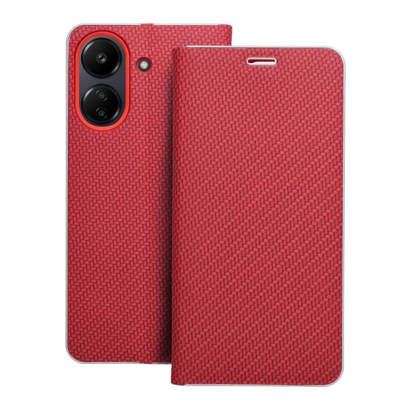Θήκη Book Luna Carbon Xiaomi Redmi 13C / Poco C65 Red Θήκη Book Luna Carbon Xiaomi Redmi 13C / Poco C65 Red