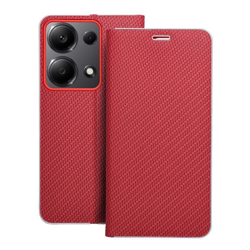 Θήκη Book Luna Carbon Xiaomi Redmi Note 13 Pro 4G / Poco M6 Pro / Note 14S 4G Red