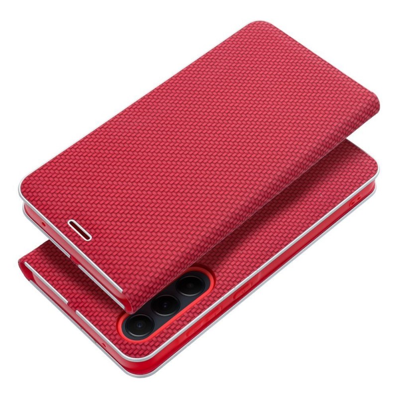 Θήκη Book Luna Carbon Xiaomi Redmi Note 13 Pro 4G / Poco M6 Pro / Note 14S 4G Red