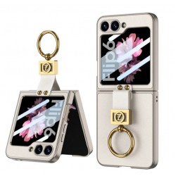Θήκη Shockproof Leather Case With Ring Holder Samsung Galaxy Z Flip6 SM-F741 / Flip7 FE 5G SM-761B Grey