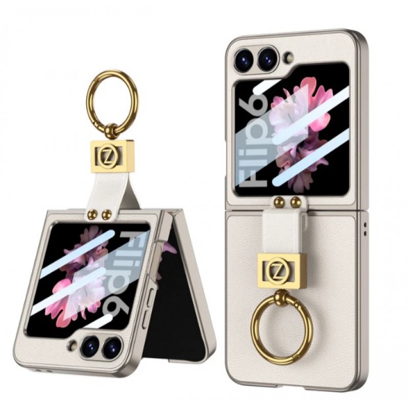 Θήκη Shockproof Leather Case With Ring Holder Samsung Galaxy Z Flip6 SM-F741 / Flip7 FE 5G SM-761B Grey